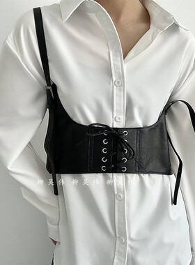 欧美马甲背带式腰带配裙子衣服