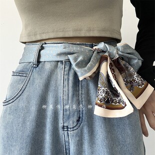 法式风长条丝巾腰带女配牛仔裤裙子收腰神器加长丝带百搭皮带女款