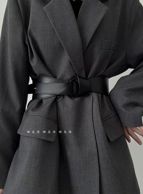 柳吴伟设计感小众腰带女配裙子西装收腰弹力松紧腰封束腰高级感潮