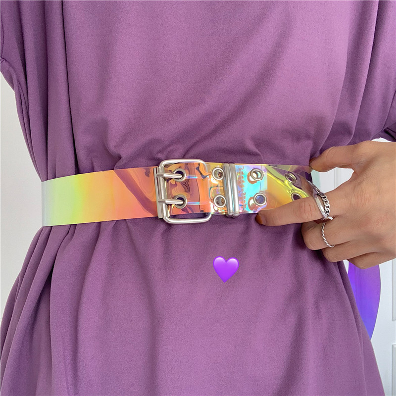 韩国网红同款装饰镭射彩色连衣裙