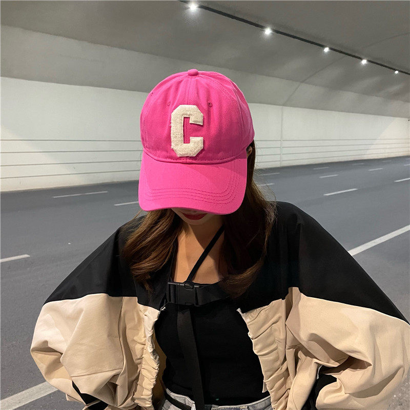 C字母棒球帽韩版玫红色帽子女ins春秋百搭时尚休闲鸭舌帽男潮新款,服饰配件/皮带/帽子/围巾,帽子,淘宝优惠券,粉丝福利购,淘宝优惠卷