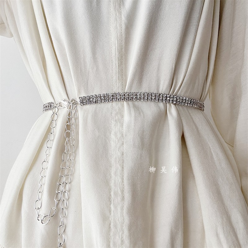 水钻腰链配饰辣妹时尚腰带女连衣裙裙子2025新款女士裙带百搭金色