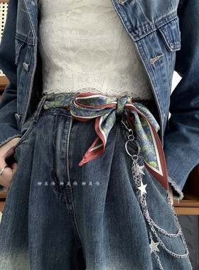 柳吴伟腰果花丝巾腰带收腰神器高级感皮带女款配牛仔裤子裤链配饰