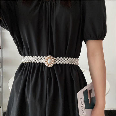 法式优雅风复古珍珠百搭西装腰封