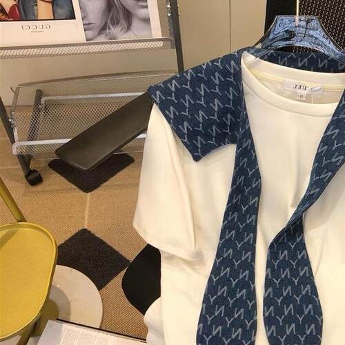 学院风海军领披肩简约短袖T恤女夏季新款设计感休闲ins宽松上衣潮