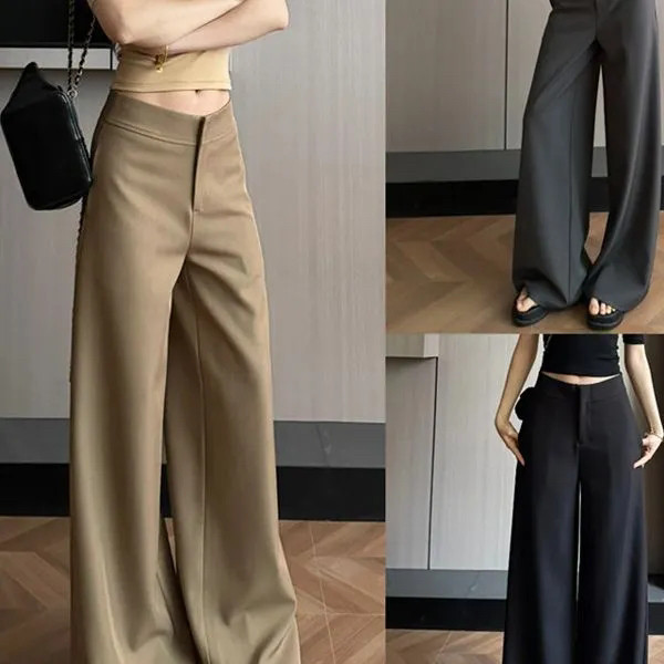 老钱风时尚西装裤气质显瘦百搭休闲长裤设计春夏新款复古宽松超长,女装/女士精品,西装裤/正装裤,淘宝优惠券,粉丝福利购,淘宝优惠卷