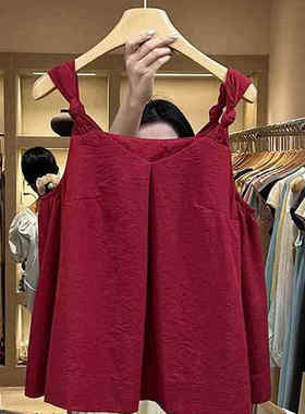 设计感V领宽松背心吊带衫女夏季新款韩版甜美小衫休闲百搭上衣潮