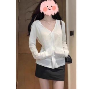 短款 上衣女夏季 设计感修身 ins 小衫 韩版 2025新款 百搭显瘦连帽开衫
