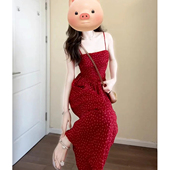 2025小个子气质收腰显瘦无袖 法式 复古碎花吊带连衣裙子女夏季 长裙