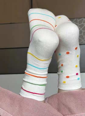 条纹舒适贴合彩色波点袜子女春秋