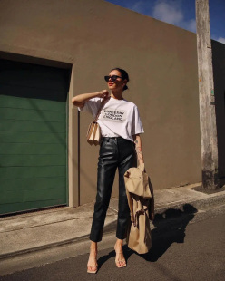 高腰黑色九分裤 新款 不挑身材 回馈真皮锥腿小萝卜皮裤 特价