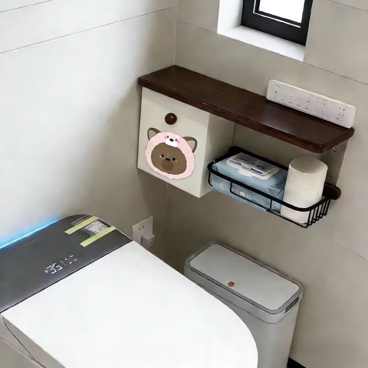 中古风卫生间墙面壁挂置物架纸巾盒一体姨妈巾收纳盒储物柜卷纸架,家庭/个人清洁工具,浴室角架/置物架,淘宝优惠券,粉丝福利购,淘宝优惠卷