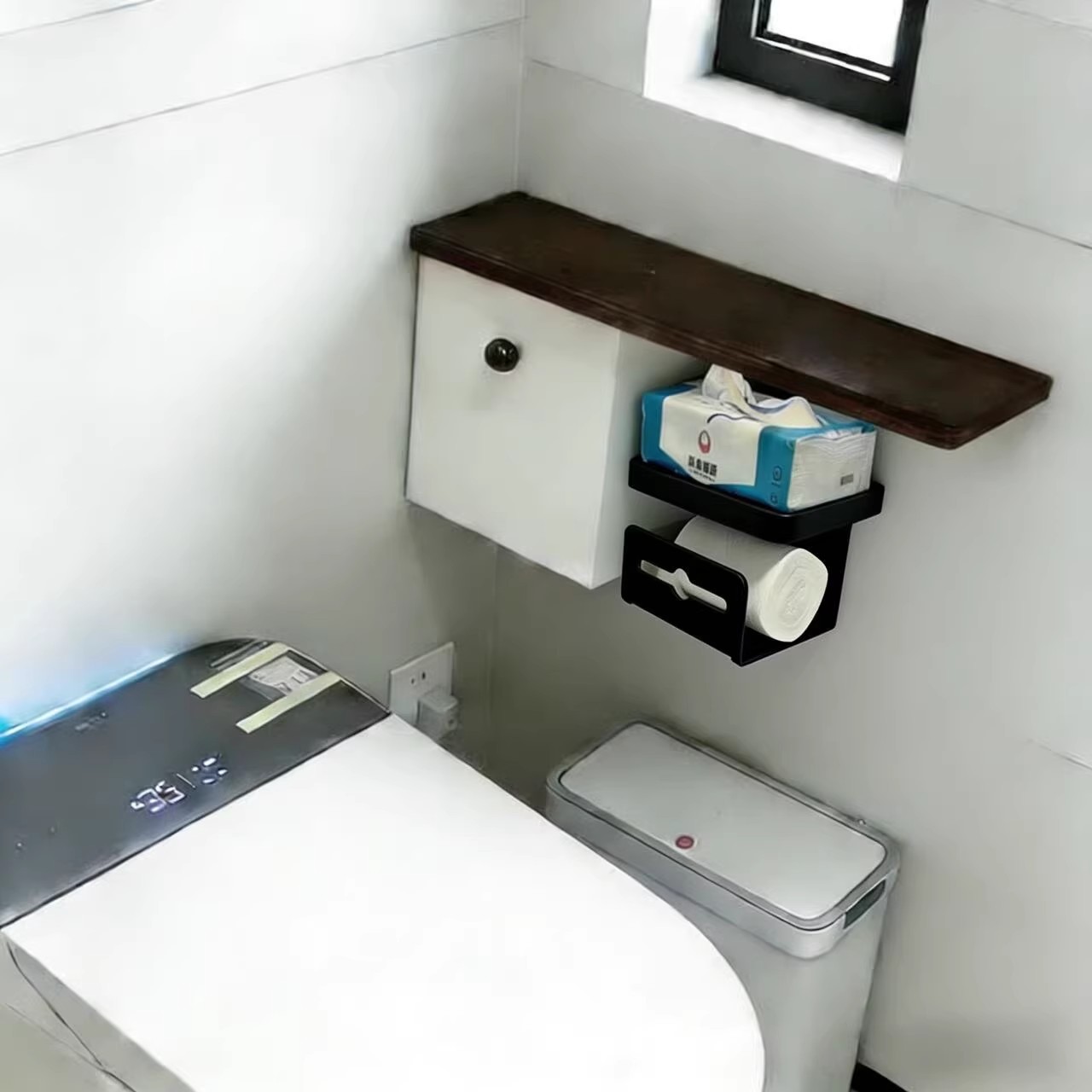 中古风卫生间马桶旁置物架图片