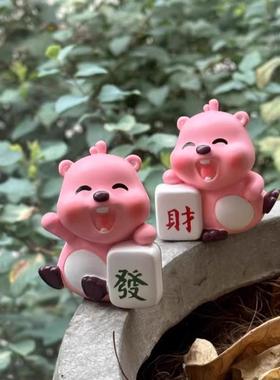 loopy小海狸露比工位发财摆件