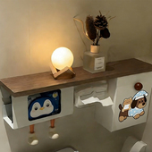 卫生间马桶旁边木板置物架壁挂式 纸巾盒厕所姨妈巾收纳放置厕纸盒