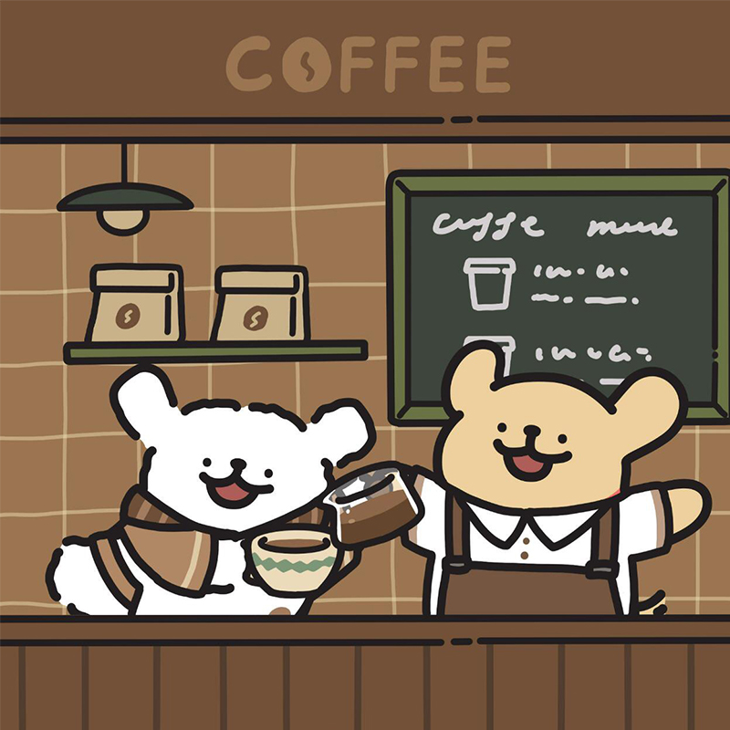 ins小狗美式复古咖啡店贴纸装饰