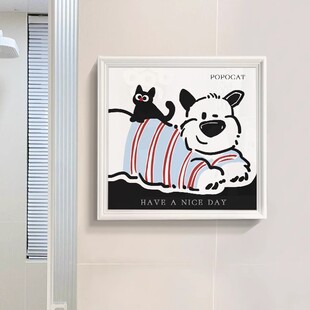 小狗浴室壁画收纳箱挂画装饰画高颜值置物架卫生间厕所放衣服神器