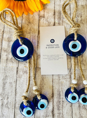 5cm土耳其蓝眼睛玻璃挂件 evil eye恶魔之眼挂饰墙挂车挂居家装饰