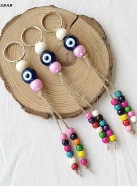 土耳其蓝眼睛钥匙扣挂件 Evil Eye恶魔之眼包包配件流苏吊饰Koz