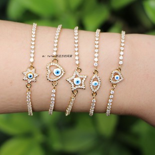 Evil 爱心星星眼睛抽拉手饰 Eye恶魔之眼锆石手链