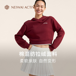 新品 NEIWAI 复古拉绒连帽短花卫衣秋季 美式 NA252SO3404 ACTIVE