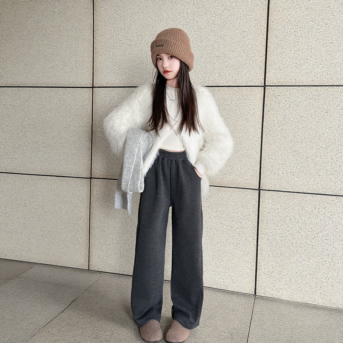 春秋冬季女童加绒阔腿裤垂感直筒裤加厚中腰休闲风保暖窄版长裤潮,童装/婴儿装/亲子装,裤子,淘宝优惠券,粉丝福利购,淘宝优惠卷