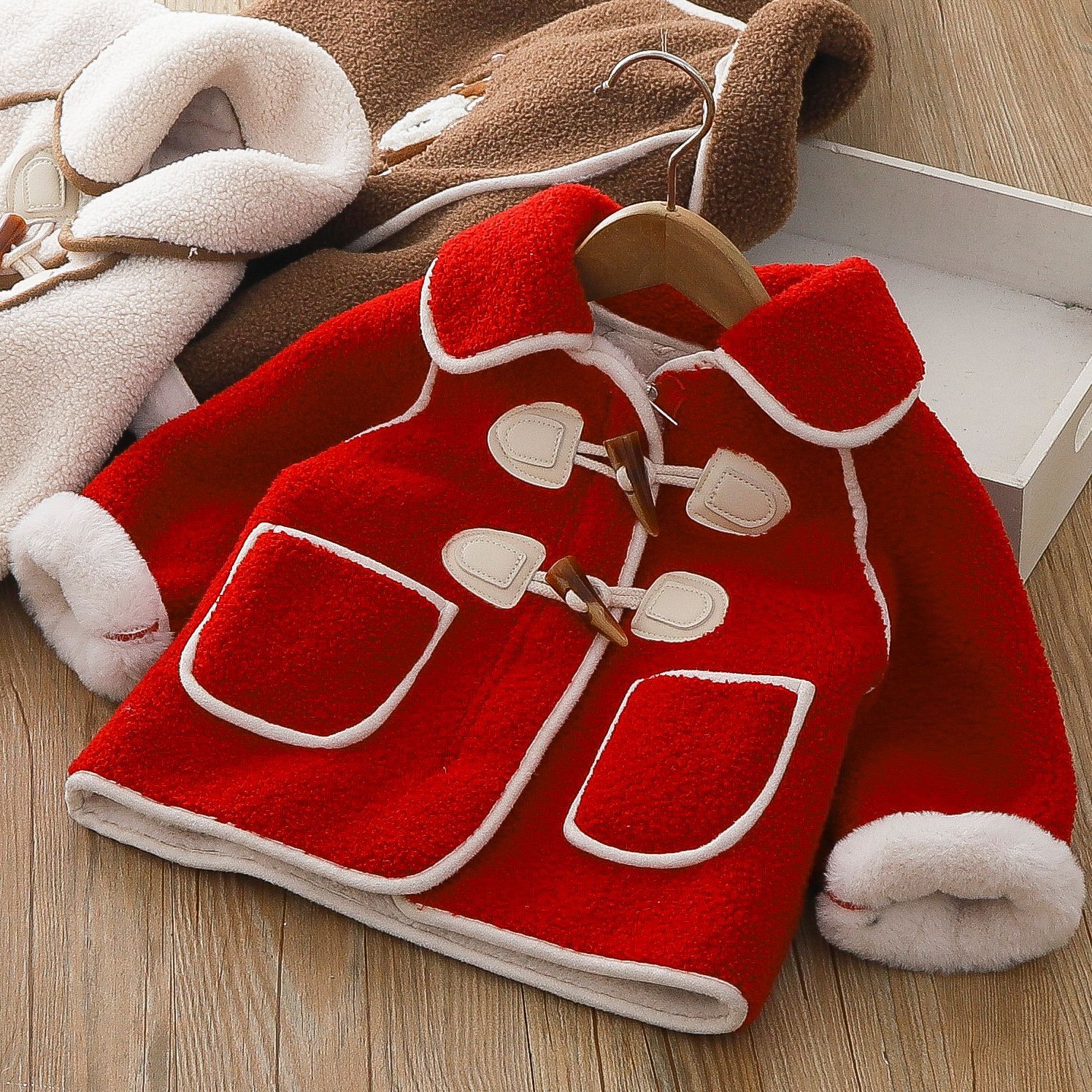 女童秋冬款毛毛衣加绒厚外套小童棉衣宝宝鹿皮绒棉服儿童保暖大衣