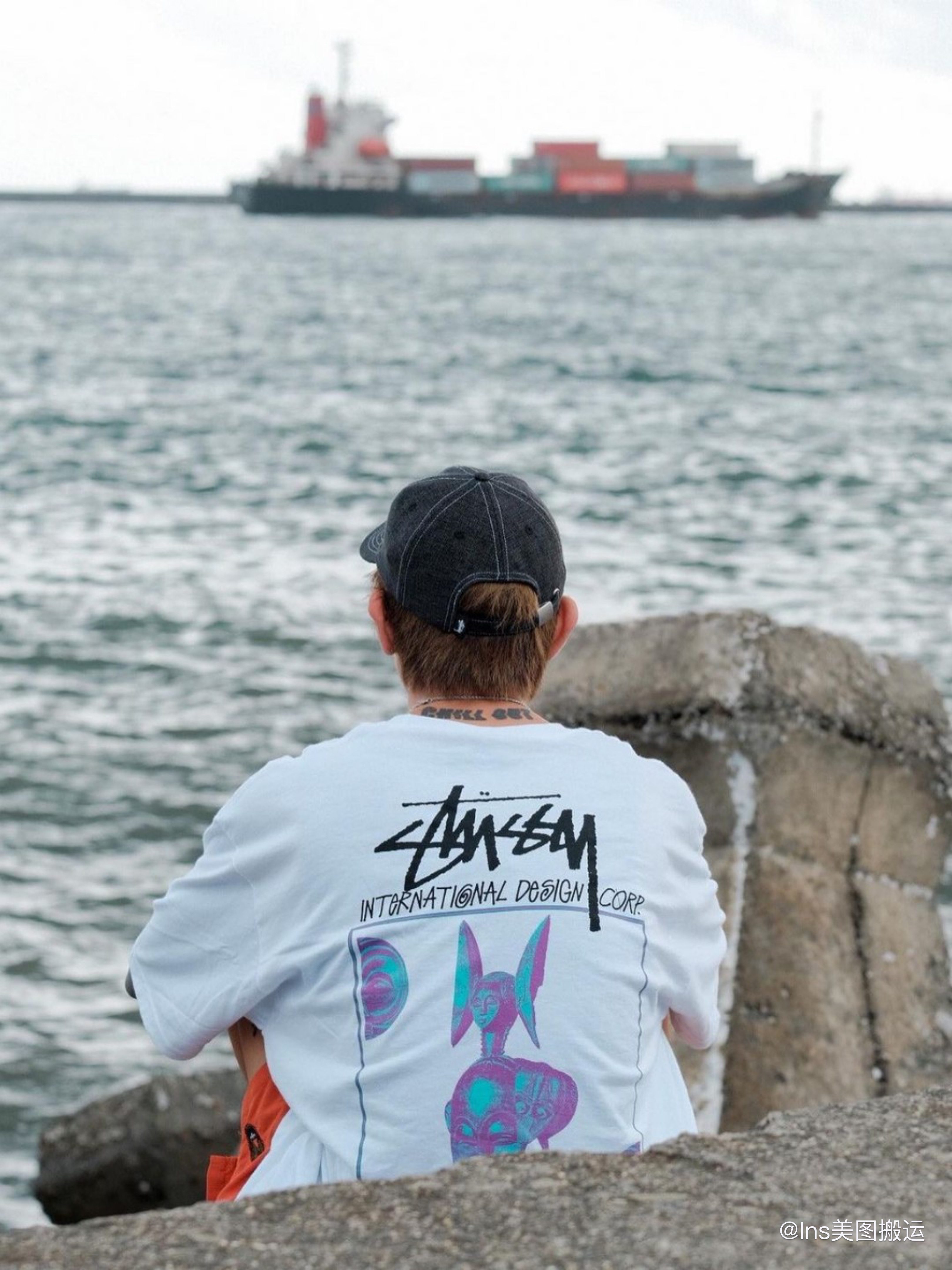 正品现货STUSSY MASKED TEE新款面具草写logo短袖T恤男女潮牌宽松