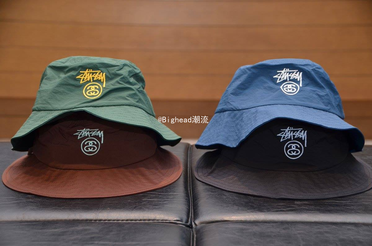 美版正品现货Stussy Bucket hat刺绣经典stock双圈渔夫帽盆帽春夏