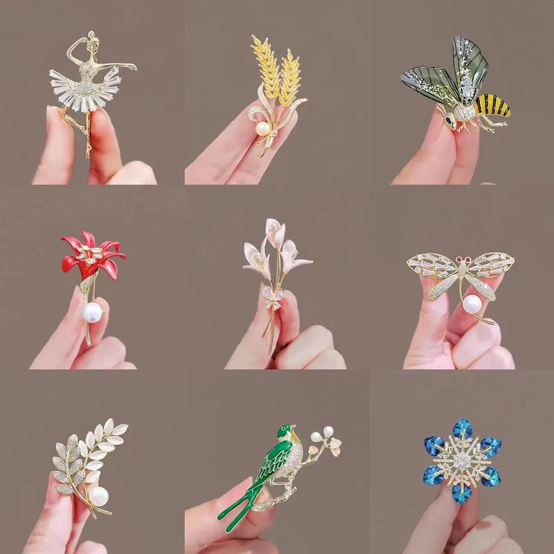 韩国时尚优雅花朵树叶动物胸针女高档衣领针胸花外套西服别针配饰