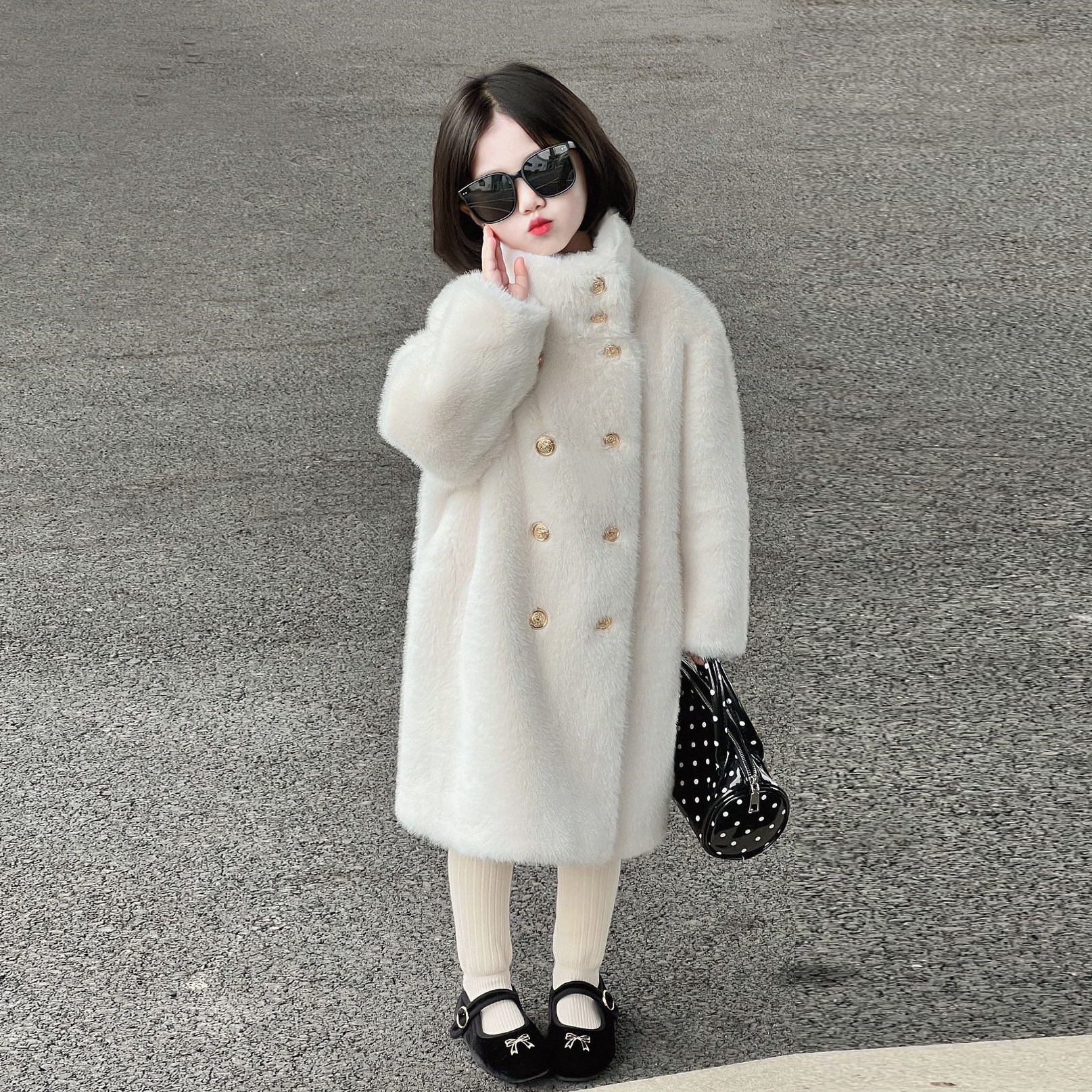 女童冬装大衣中长款2025新款皮毛一体加厚仿皮草双排扣洋气外套潮,童装/婴儿装/亲子装,皮草/仿皮草,淘宝优惠券,粉丝福利购,淘宝优惠卷