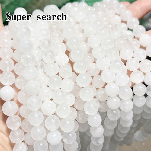高品质白玉髓荔枝冻石头水晶散珠子DIY手工手链项链耳坠配饰串珠