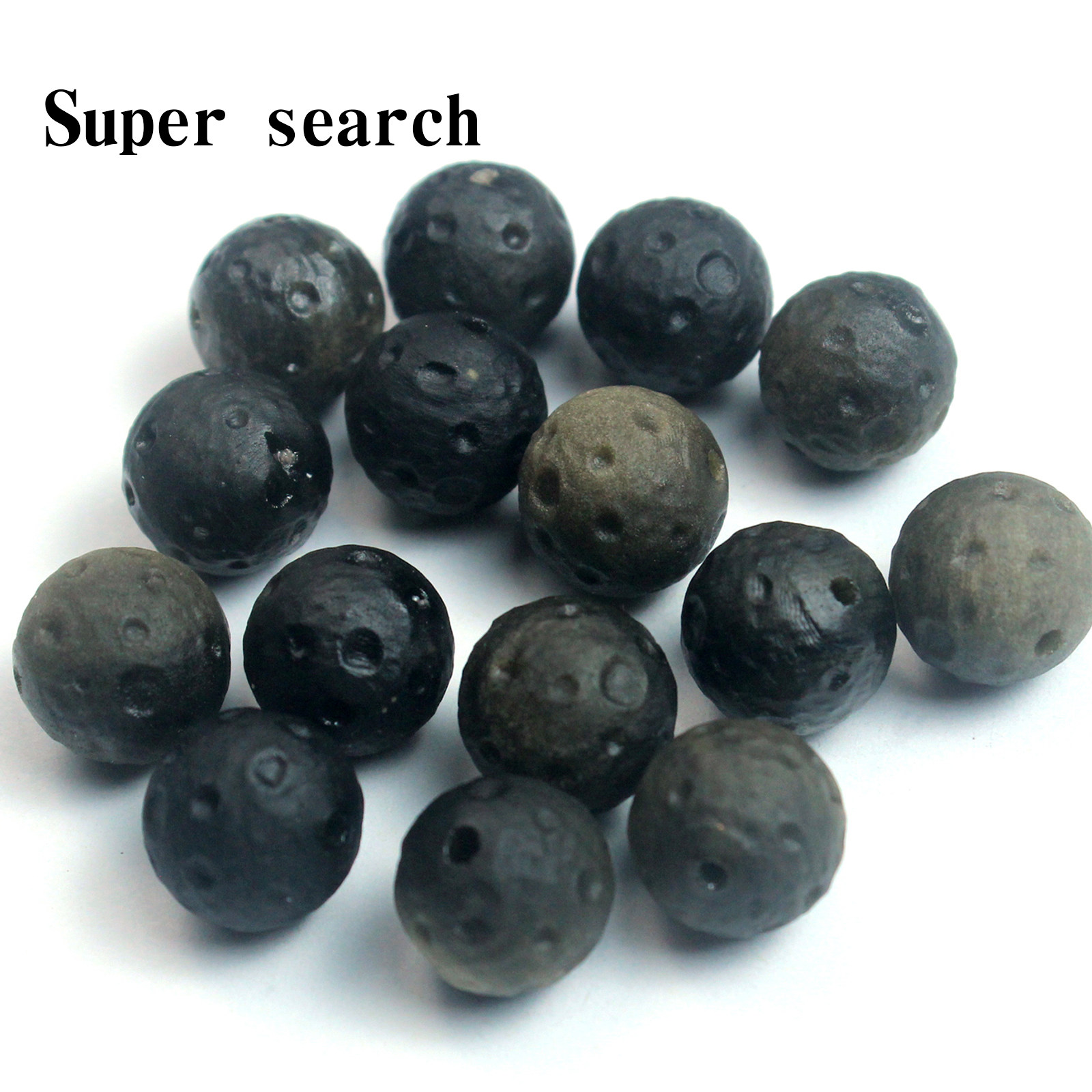 天然金曜石磨砂哑光陨石单颗散珠子DIY手工手链项链配饰串珠圆珠