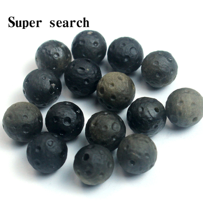 天然金曜石磨砂哑光陨石单颗散珠子DIY手工手链项链配饰串珠圆珠