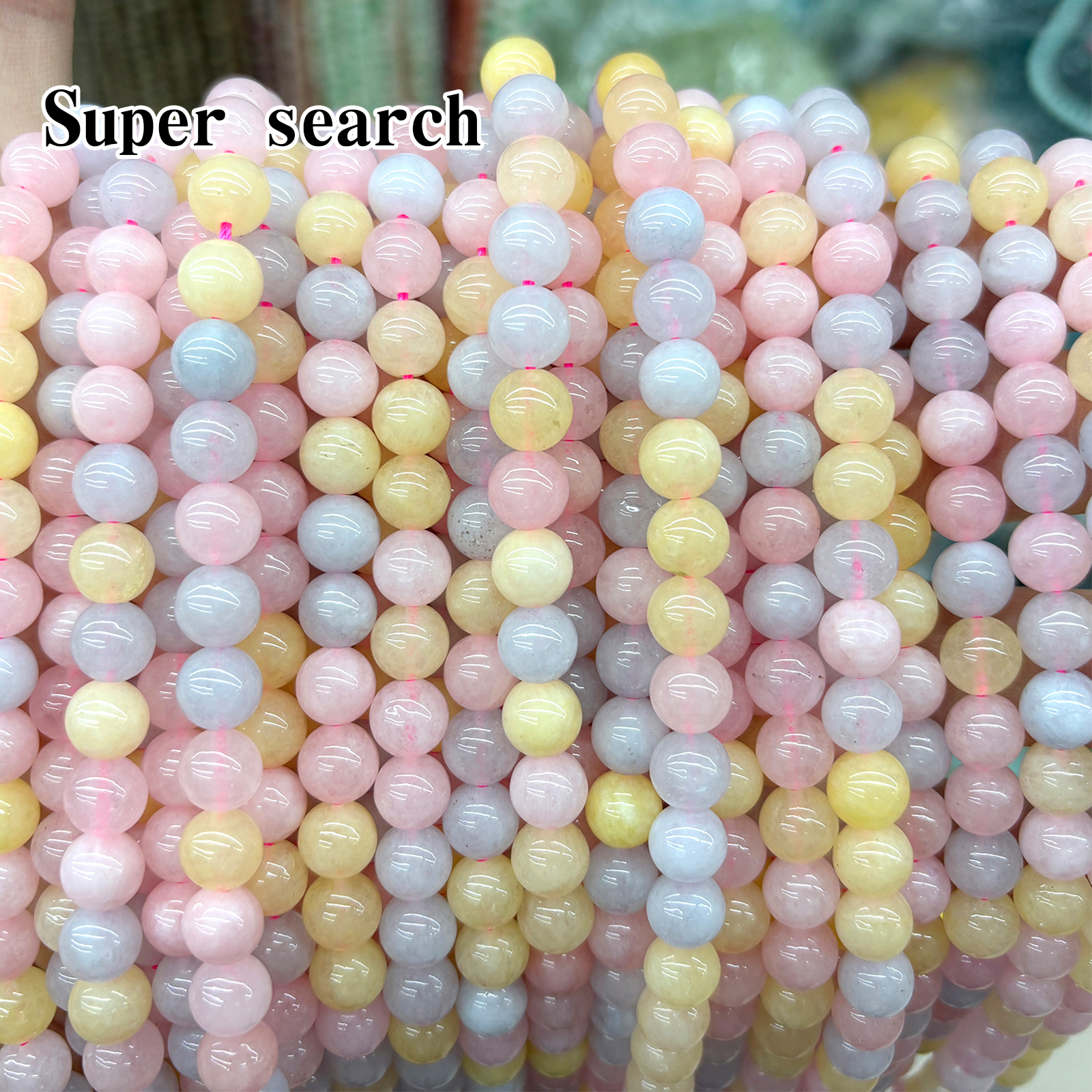 彩色摩根石玉髓散珠子DIY手工串珠优化水晶圆珠手链项链耳坠配饰