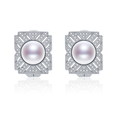 尚意耳钉银S925淡水珍珠耳钉