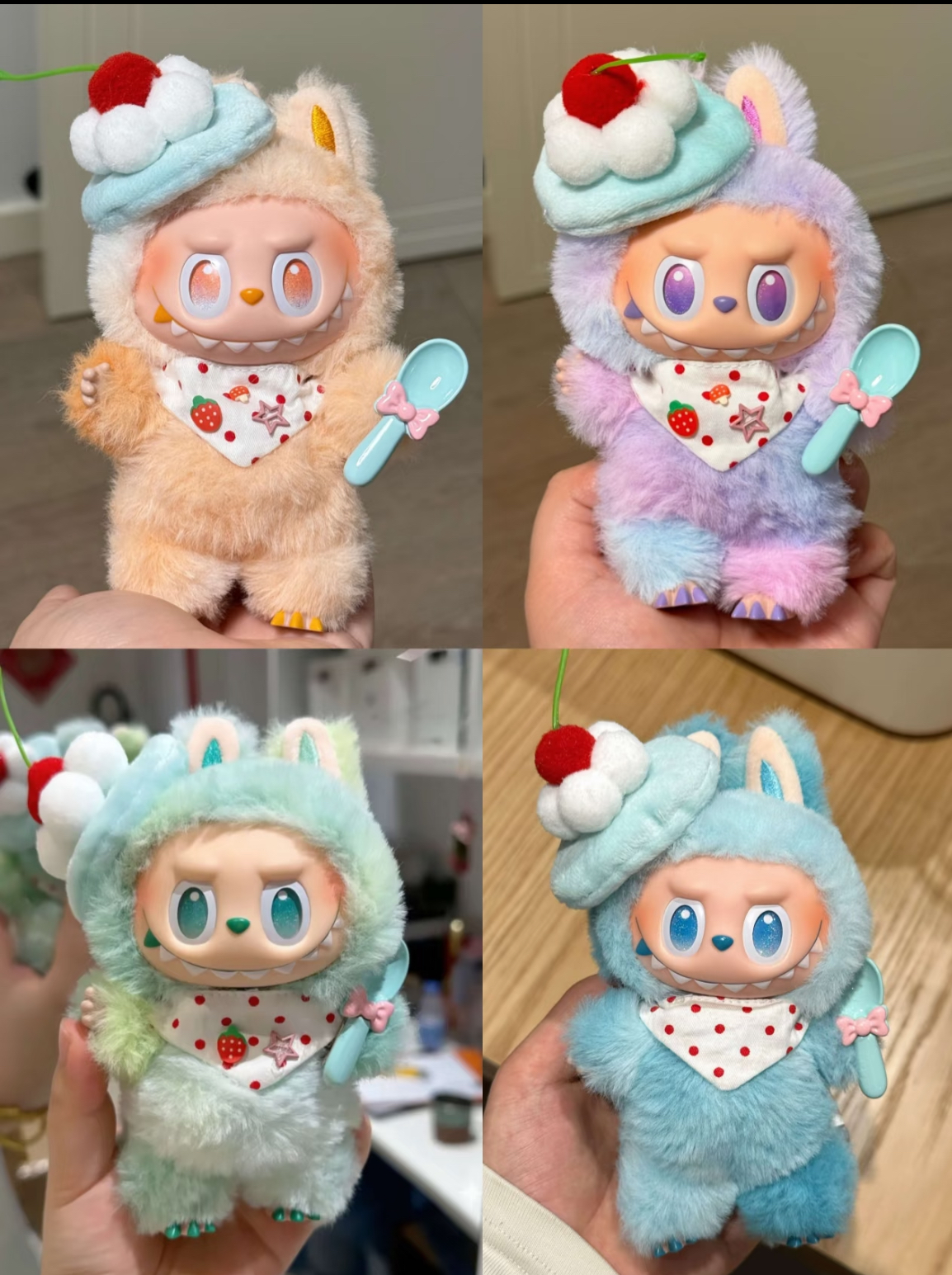 labubu3.0拉布布娃衣搪胶脸挂件衣服心动马卡龙公仔着替娃衣