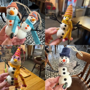 雪人合集尼泊尔纯手工羊毛毡包包挂件雪人手机钥匙车挂饰玩偶装饰