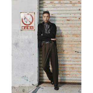 男士 羊毛复古西裤 裤 子利落阔腿休闲裤 UNICA 男款 HOMME