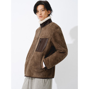 UNICAHOMME 西班牙进口小美利奴皮毛一体贴袋皮衣