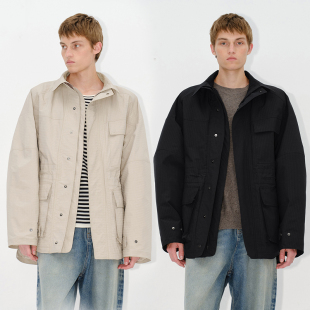 阔型拼接棉服外套夹克巴恩风口袋 工装 UNICA HOMME