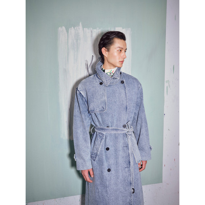 UNICAHOMME长款牛仔风衣外套