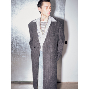 HOMME 廓形长款 檀健次同款 外套男风衣大衣季 羊毛无领西装 UNICA