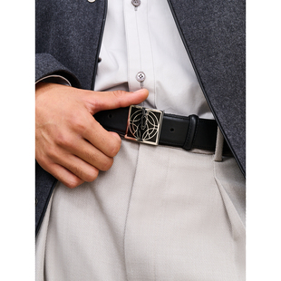 UNICA 时髦造型_老钱腔调法郎光面小马牛皮腰带 HOMME
