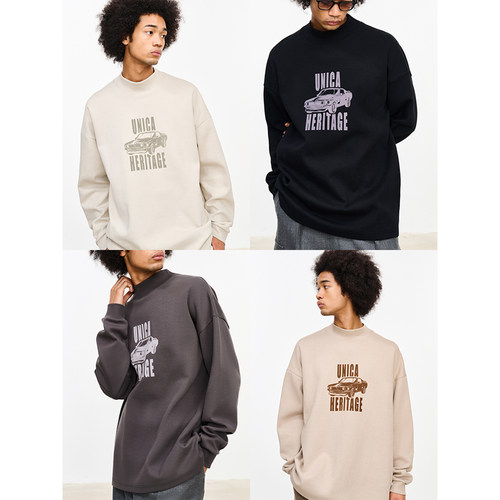 UNICAHOMME时髦半高领套头卫衣