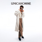 UNICAHOMME 复古棉质男士 落肩宽松单排扣战壕风衣男