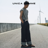 圆领衬衫 UNICA 男 优雅_精致亚麻格纹男士 t恤短袖 HOMME 意式