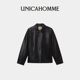 UNICAHOMME 美式 机车风进口亮面小牛皮夹克复古外套
