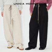 HOMME 立裁弯刀复古裤 子混纺藏肉显瘦微皱感休闲男士 UNICA 灯笼裤