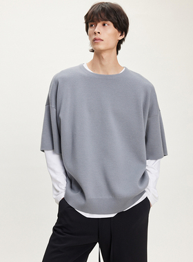 UNICA HOMME/四季通穿_美利奴羊毛短袖针织衫透气男